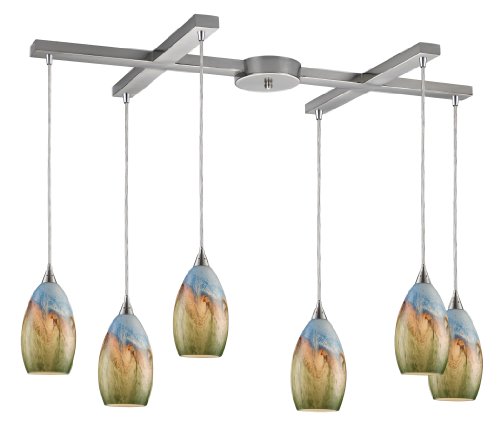 Elk 10077/6 Geologic 6 Satin Nickel Pendant Light, 17W X 33D X 10H