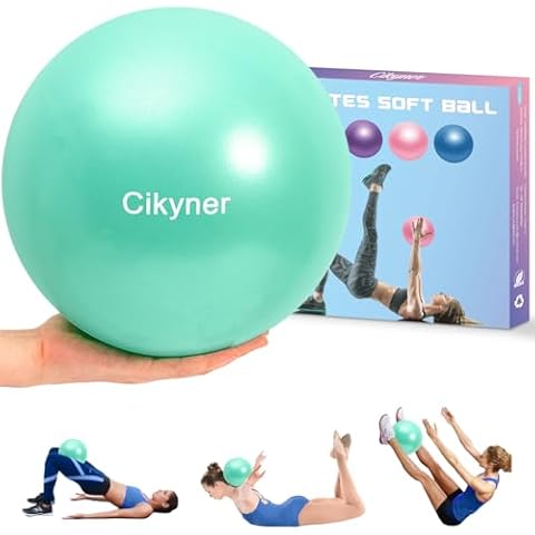 Cikyner Soft Pilates Ball, Small Exercise Ball 23-25cm Mini Gym Ball with Inflatable Straw, Suitable for Pilates, Yoga, Full body Training, Physical Therapy and Balance improving at Home, Gym & Office Cover