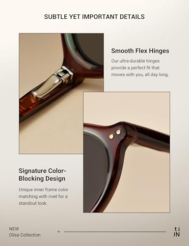 TIJN Olisa Retro Oval Sunglasses for Women Men,Polarized UV Protection Shades,Stylish Frame Sun Glasses,2025 Trendy Sunnies