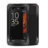 SONY Xperia XZ case,Feitenn Extreme Hybrid Armor case Alloy Aluminum Metal Bumper Gorilla Glass Soft Rubber Military Heavy Duty Shockproof Hard Water resistant Case For SONY Xperia XZ (Black)