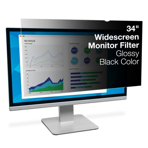 3M Privacy Filter for 34" Widescreen Monitor (21:9) (PF340W2B),Black