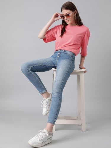 Image of KOTTY Women's Cotton Blend Solid Oversized T-Shirts