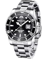 MEGALITH Vintage Mens Watches Analog: Silver Stainless Steel Homage Watches for Men with Date Day - Gifts for Men Dress Fashion Elegant Anniversary