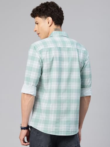 Image of Majestic Man Comfort Slim Fit Pure Cotton Checked Casual Shirt