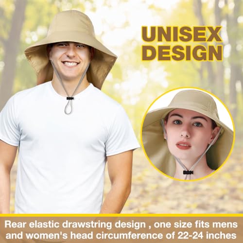 GUSTAVE® Fashion Summer Outdoor Sun for Summer Protection Fishing Cap Neck Face Flap Hat Wide Brim Unisex Removable Quick-Drying Sun Hat
