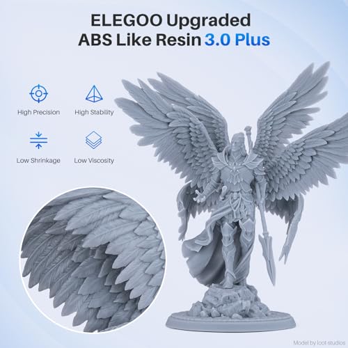 Image of ELEGOO ABS-Like Resin 3.0 Plus Grey 1000G 3D Printer Resin | Low Viscosity and High Precision, 405nm Rapid UV-Curing Photopolymer Resin, 3D Resin for LCD /DLP 3D Printing