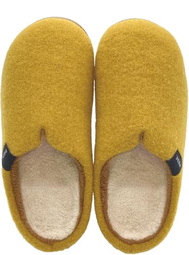 ダイカイ ピエーデ ソフトインソール フェルトスリッパ M L かわいい 北欧 ナチュラル 室内履き ルームシューズ あったか 軽量 冬用 ギフト レディース メンズ イエロー M(22~24cm) 外寸26cm 222514