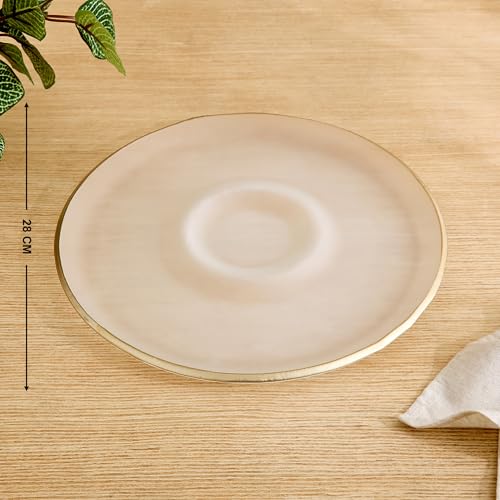 Image of Home Centre |Frostra Hernan Frosted Glass Chip and Dip Platter|Serveware|Serveware|Chip and Dip|Off White