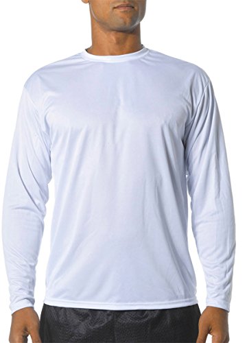 A4 Drop Ship Youth Long Sleeve Cooling Performance Crew, XL, White