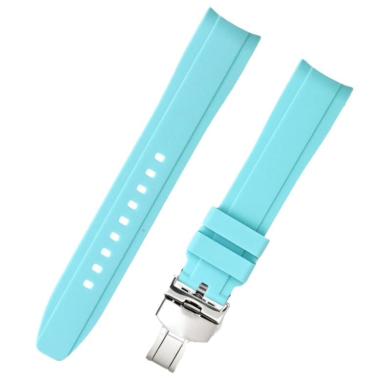 Bracelet silicone bleu 19mm d'une finition soignée pour montre Tissot Carson