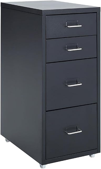 Warmiehomy Steel Filing Cabinet 4 Drawer,Desktop Cabinet 4 Black Drawer (Black, 4 Tie 28 * 41 * 68.5 CM)
