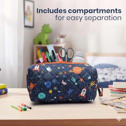 Image of Multipurpose Travel Organizer | All-in-One Compact Durable, Lightweight, Waterproof, Bag | Travel Friendly Pouch | Ideal for Stationary, Diaper, Medicines (Outer Space Print)