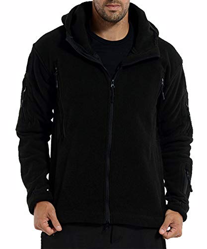 Fleece Jacket Men Tactical Jackets for Men Military Jacket Fuzzy Jacket Windproof Jacket Winter Jacket for Men Winter Coats for Men Black - Image 3
