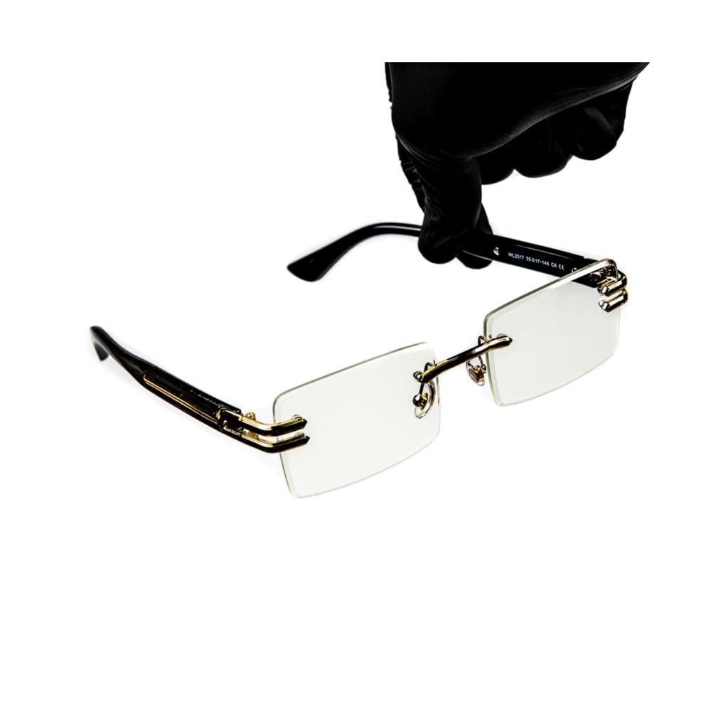 Retro Original Vintage Rectangular Style Designer Rimless Clear 