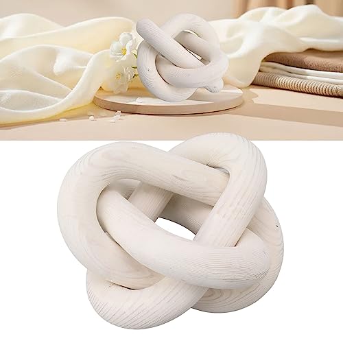 Cyrank Decoración De Eslabones De Cadena De Madera, Decoración De Cadena De Madera De 3 Eslabones, Cadena De Madera Rústica, Nudo Tallado A Mano, Cadena De Eslabones De Madera Decorativa(Blanco)