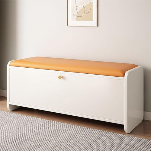 Moderno zapatero de madera con 2 puertas abatibles, banco de entrada y asiento acolchado, elegante zapato para dormitorio y Halay (39 x 12 x 18 pulgadas, color C)