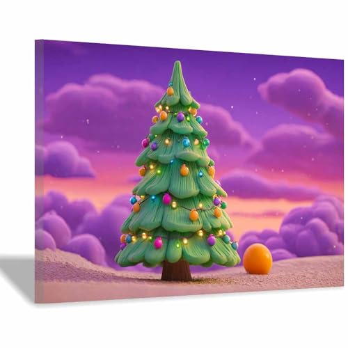 Tableau paysage hivernal scène arbre coloré violet47 décoration murale bureau