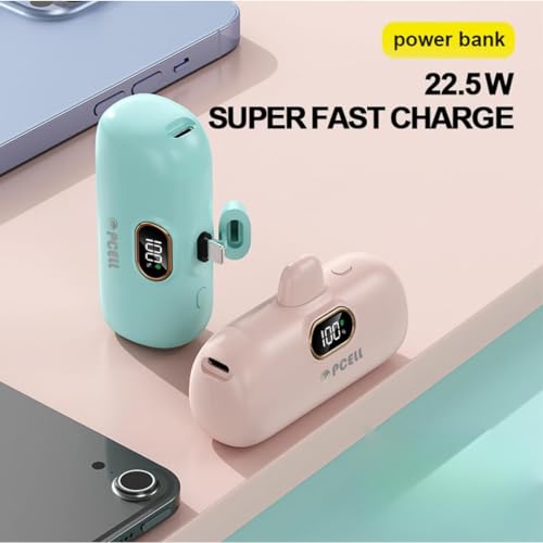 Image of Powerpod 5000mAh 22.5W Fast Charging Nano Powerbank, in-Built Type C Input /Output Pin, Type C PD Output, LED Battery Indicator, Compatible with Type C Smartphone, iPhone (Ceramic White)