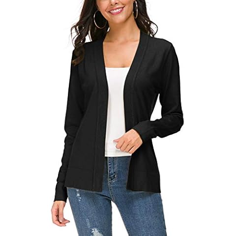 Urban CoCo Women's Long Sleeve Open Front Knit Cardigan Sweater (XL, Black) Cover