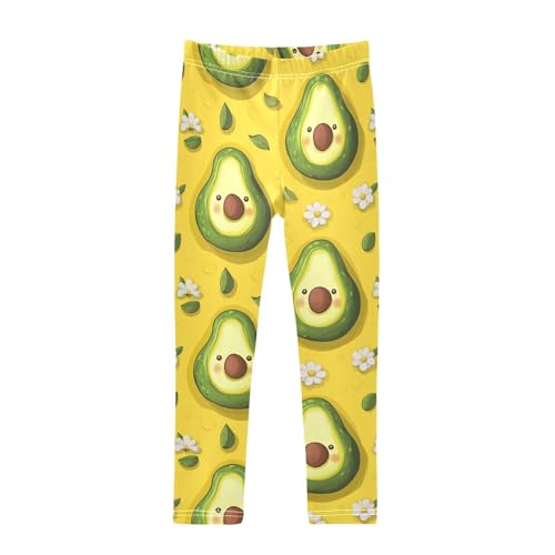 Cute Avocado Girls Leggings,Workout Leggings for Girls Toddler Athletic Legging Size for 3-10T