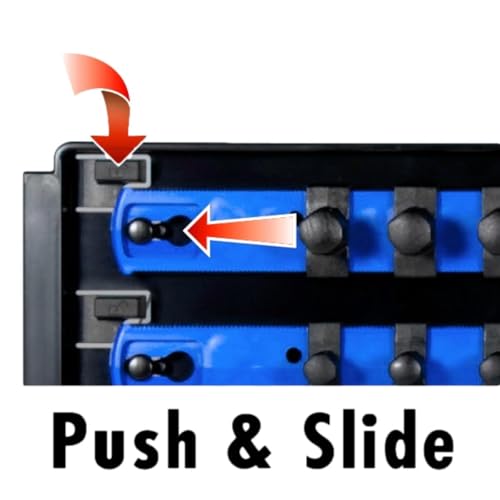 Image of Ernst Manufacturing 19-Inch Socket Boss Organizer with Twist-Lock 2 Rails for 1 /2-Inch Drive Sockets, Blue, Model 8457 - Secure and Durable Socket Storage Solution - Made in USA