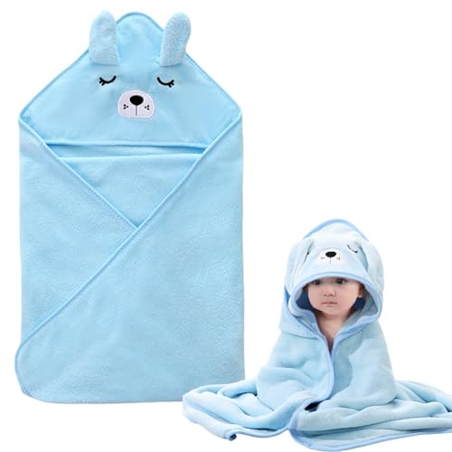 GGUFAY Toalla de Baño con Capucha para Bebé, Toallas Bebe con Capucha de Animales 0-3 Años, Toalla Bebe Recien Nacido Niños, Lavable a Máquina, Toallas de Baño para Niños Pequeños (Azul, cachorro)