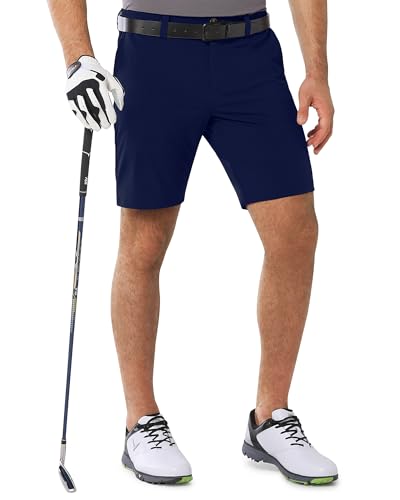 Outdoor Ventures Herren Golfshorts UPF 50+ Stretch Golf Shorts Leichte Schnelltrocknende 9 inches Kurze Golfhosen mit 3 Tee-Halter und Taschen für Golfen Dunkelblau 30