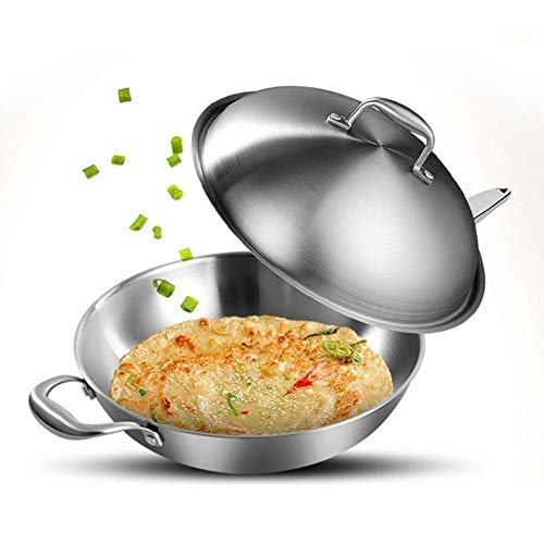 Wok de acero inoxidable con tapa y mango miniatura 1