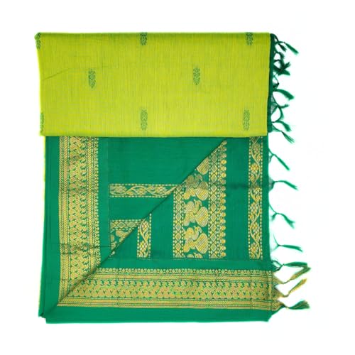 Image of Pure Kalyani Cotton Saree | Zari Border & Blouse Piece - Lata Gadwal Design | Traditional Saree