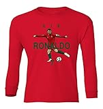 Euro Soccer 2020 Air Ronaldo Portugal Team Boys Girls Youth Long Sleeve T-Shirt (Red, Youth - Small)