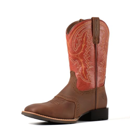 Image of SUREWAY Western Boots For Men - Mens Square Toe Cowboy Boot, Oil /Slip Resistant, Durable Fashionable Classic Pull on 10 Inch Mid-Calf Wellington Boots
