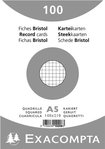 EXACOMPTA Lot de 100 fiches bristol A5 205 g/m² Blanc (100 pièces)