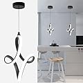 BCGMYLN Modern Led Pendant Light 5500K Cold White Kitchen Island Pendant Light Fixtures Adjustable Height Led Pendant Lamp for Kitchen Island Dining Room Hanging Light, 1 Pack (Black)