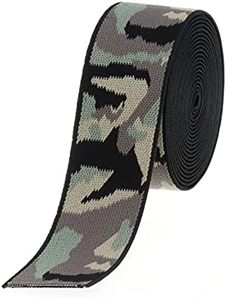 COTOWIN 1.5-inch Wide Camouflage Elastic,Double Face Plush Soft Comfortable Sewing Elastic Band - 3 Yards (Green, 1.5")