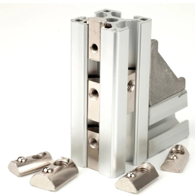 Tuerca de Mano Tuercas de Resorte en T enrollables, 20/50/100/500 Piezas, M3, M4, M5, M6, semicirculares, elásticas, para perfiles de Aluminio 2020, Ranura 6(500pcs,20-M3)