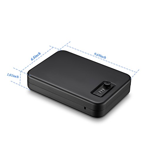 Younion Pistol Safe, Portable Travel Gun Safe,Handgun Lock Box, Gun Safes For Cars, Black #TOP6