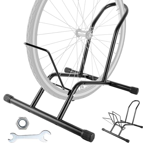 AKOLAFE Soporte de bicicleta ajustable para bicicleta de 16 a 29 pulgadas, color negro, soporte para bicicleta de montaña, metal, para interior, exterior, garaje