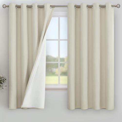 Image of YoungsTex 68 Inch Length Linen Blackout Curtains for Bedroom, Thermal Insulated Black Out Drapes with Grommet Room Darkening Privacy for Living Room Window, 2 Panels, 52 X 68 Inch