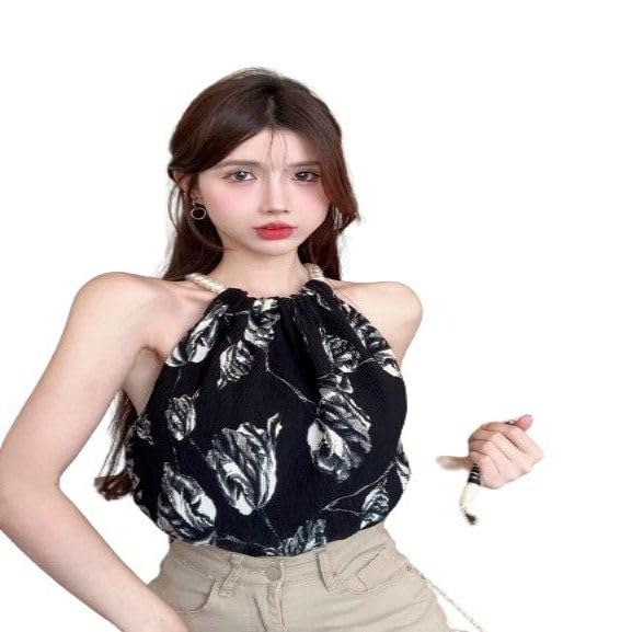Amazon.co.jp: レディース ベスト ビーズチェーン首掛けノースリーブ 