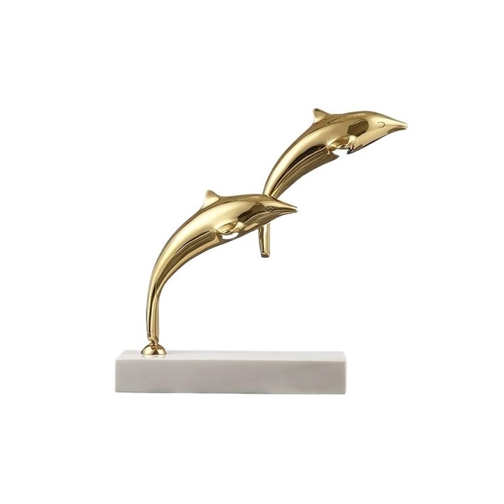 WQQYU6HKF Table Decorations Copper Dolphin Shaped Ornament Creative Book Relies On Home Interior Decoration Art Statue