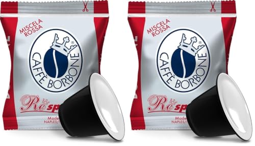 Caffè Borbone Respresso, Mezcla de Café Roja - 100 Cápsulas -Compatibles con Máquinas de Café Nespresso®* para uso doméstico (Paquete de 2)