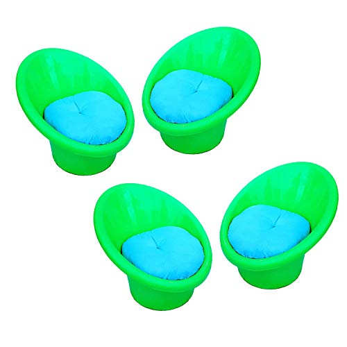 Image of Tub Chairs /ARM Chairs /Chairs for Home, Living Room /Indoor and Outdoor Chairs with Complimentary Cushions Set of 04 (Green)