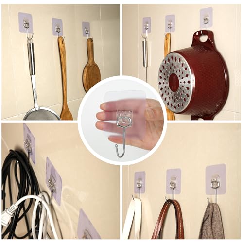 Image of Aynoo Adhesive Hooks,Towel Coat Hooks for Hanging Heavy Duty Wall Sticker,10Packs,13lb(Max)