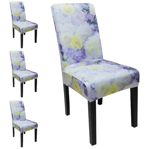 Keyroal Dining Room Chair Covers Set of 4, Stretch Pattern Parsons Chair Slipcovers Spandex Removable Washable Kitchen Chair Protector Cover for Dining Room, Hotel, Ceremony