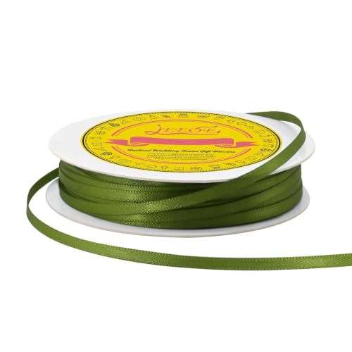 Image of Double Face Moss Satin Thin Ribbon 1 /8 inch X 50 Yards Polyester Moss Ribbon for Gift Wrapping Very Suitable for Weddings Party Hair Bow Invitation Decorations and More