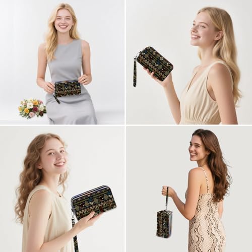 Image of BIAOTIE Large Capacity Wristlet Wallet - Women Printed Nylon Waterproof Handbag Clutch Purse