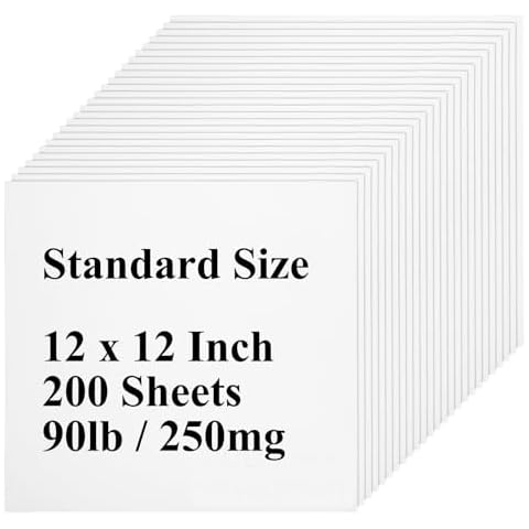 200 Sheets White Cardstock 12x12 Inch Scrapbook Paper 90lb/250gsm Thick Paper Heavy Cardstock 12 Inch Card Stock Printer Paper for DIY Cards, Paper Crafting, Drawing, Invitations, Menus Cover