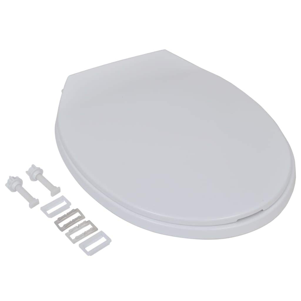 Asiento de inodoro con descenso automático, 2 unidades, plástico blanco, cierre suave para todo tipo de inodoros, de polipropileno resistente, cierre silencioso y fácil de limpiar
