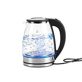 Multibao Electric Glass Kettle 2L 1800W Fast Boiling Tea Kettle Hot Water Boiler with Auto Shut Off, Boil-Dry Protection, BPA-Free Plastic-Free Interior, Blue LED Light, UKCA and ROHS approved