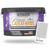 SEEBAUER diy Latexfarbe Hellgrau für Innen 2,5L (No. 222 Grey Stone) - Seidenmatte Innenfarbe für Putz, Beton & Mauerwerk - Abwaschbare Wandfarbe für Küche & Bad